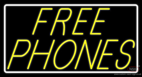 Yellow Free Phone Neon Sign 