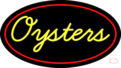 Yellow Oysters Red Oval Neon Sign 