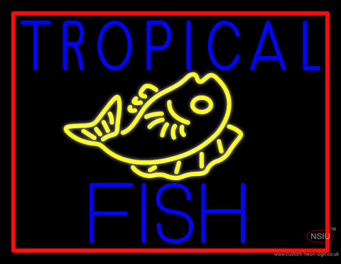 White Tropical Fish Logo Neon Sign