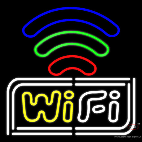 Wifi Free Block With Phone Number Neon Sign 