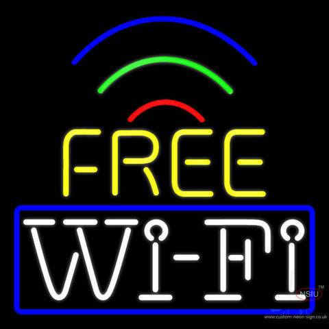 Wifi Free Block With Phone Number  Neon Sign