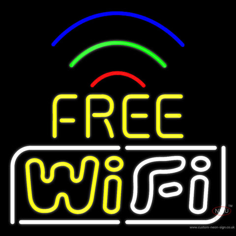 Wifi Free Red Border With Phone Number Neon Sign 