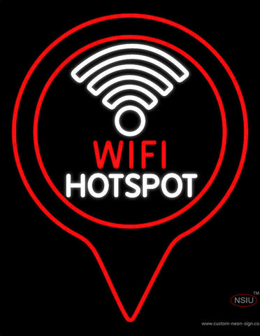 Wifi Hotspot With Red Border Neon Sign