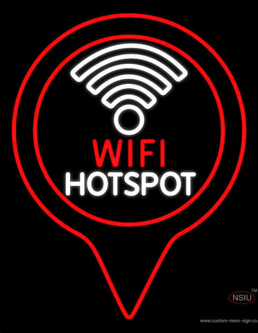 Wifi Hotspot With Red Border Neon Sign 
