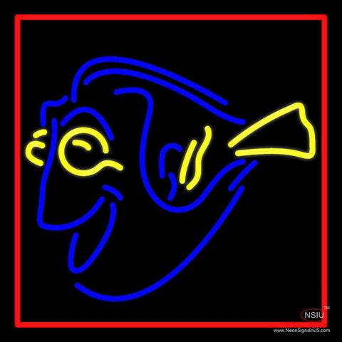 Yellow Blue Fish Real Neon Glass Tube Neon Sign