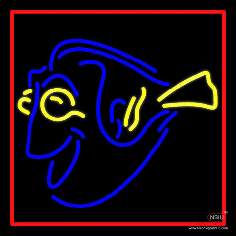 Yellow Blue Fish Real Neon Glass Tube Neon Sign 