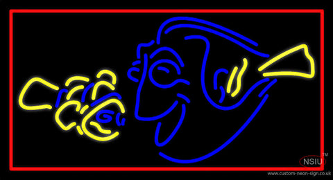 Yellow Blue Fish  Neon Sign 