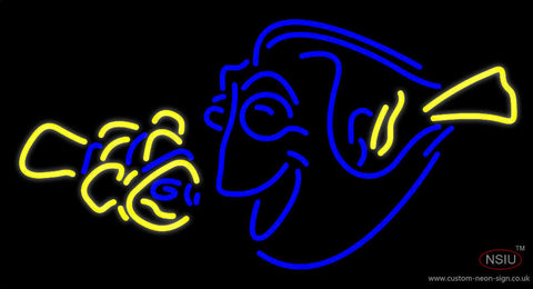 Yellow Blue Fish  Neon Sign