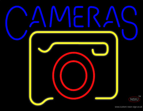 Yellow Cameras Logo Neon Sign