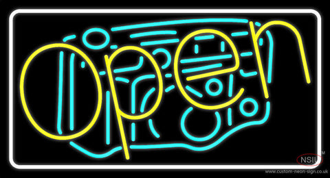 Yellow Open Camera Neon Sign 