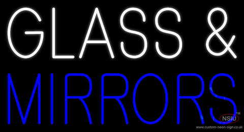 White Glass And Blue Mirrors Neon Sign