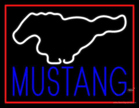 Ford Mustang Red Border Real Neon Glass Tube Neon Sign