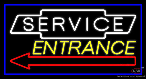 White Service Yellow Entrance With Blue Border Neon Sign 
