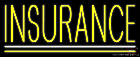 Yellow Insurance White Yellow Double Line Neon Sign