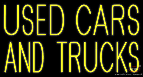 Yellow Used Cars And Trucks Neon Sign