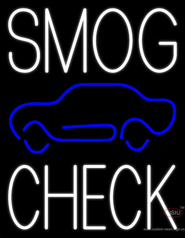 White Smog Check Car Logo Neon Sign 