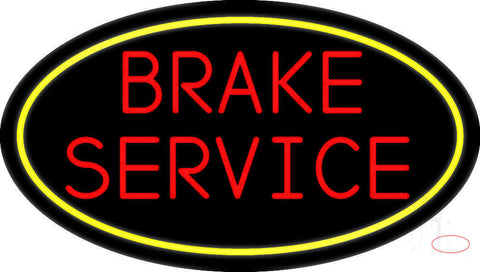 Yellow Border Brake Service Neon Sign 