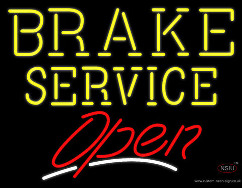 Yellow Brake Service Open Neon Sign 