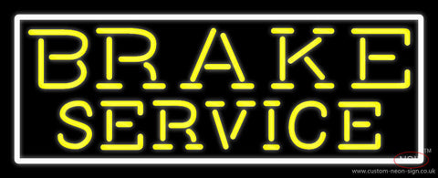 Yellow Brake Service With Border Neon Sign 
