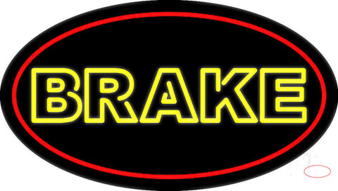 Yellow Double Stroke Brake With Border Neon Sign 