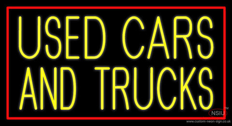 Yellow Used Cars And Trucks  Neon Sign 