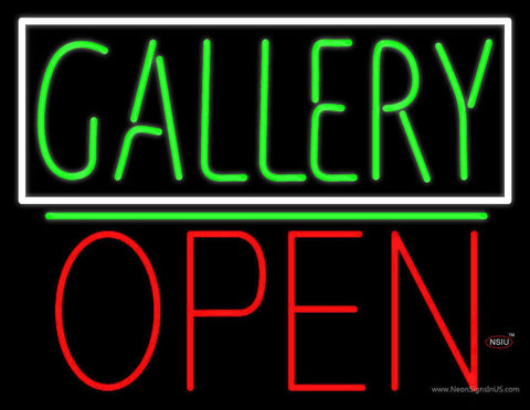 Green Gallery Block With Open  Real Neon Glass Tube Neon Sign 