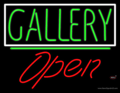 Green Gallery Block With Open  Real Neon Glass Tube Neon Sign