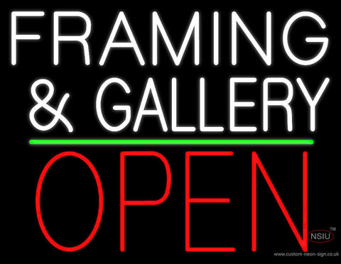 White Framing And Gallery With Open  Neon Sign