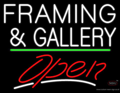 White Framing And Gallery With Open  Neon Sign