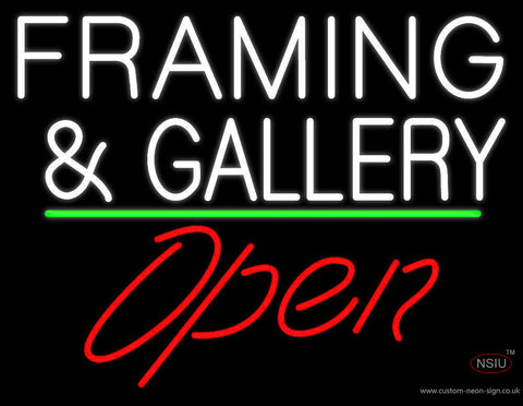 White Framing And Gallery With Open  Neon Sign 