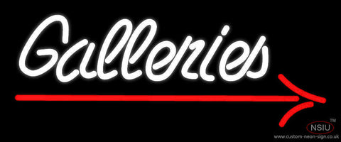 White Galleries With Arrow Neon Sign 