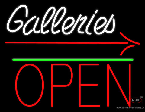 White Galleries With Open  Neon Sign