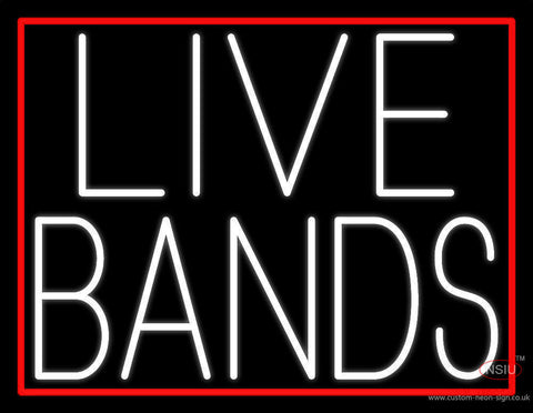 White Live Bands  Neon Sign