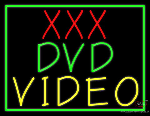 Xxx Dvd Video With Border Neon Sign