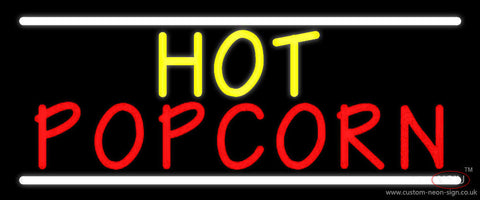 Yellow Hot Red Popcorn With Line Neon Sign