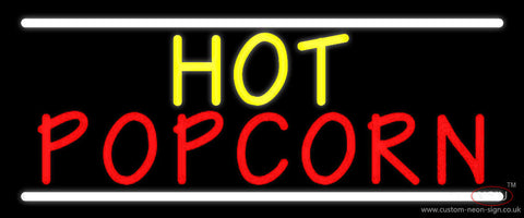 Yellow Hot Red Popcorn With Line Neon Sign 