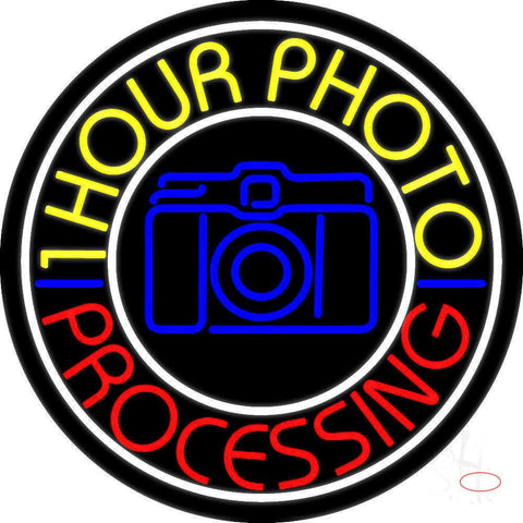 Yellow One Hour Photo Processing Real Neon Glass Tube Neon Sign 