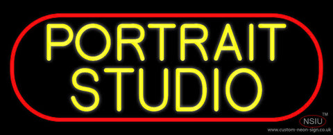 Yellow Portrait Studio Border Neon Sign 