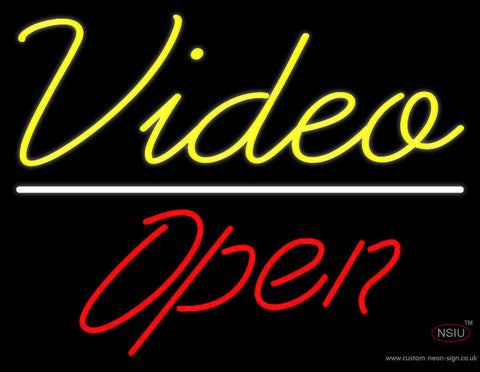 Yellow Video Open Neon Sign