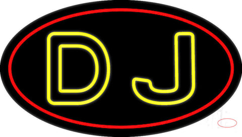 Yellow Dj Double Stroke Neon Sign 