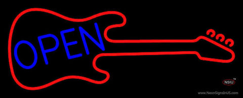Guitar Blue Open Block  Real Neon Glass Tube Neon Sign 