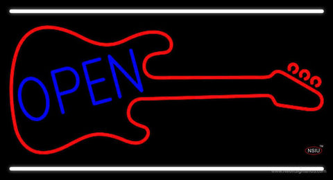 Guitar Blue Open Block Real Neon Glass Tube Neon Sign