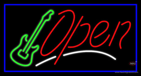 Guitar Open Block  Real Neon Glass Tube Neon Sign 