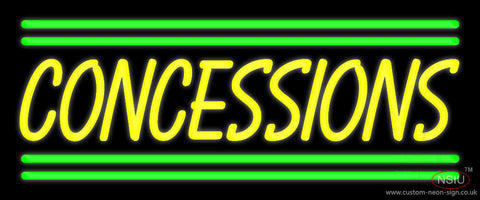 Yellow Concessions Green Line Neon Sign