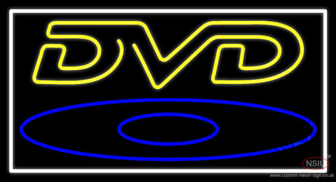 Yellow Dvd With White Border Neon Sign