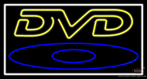 Yellow Dvd With White Border Neon Sign 