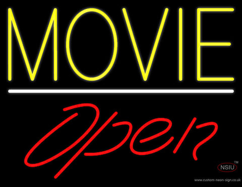 Yellow Movie Open Neon Sign 