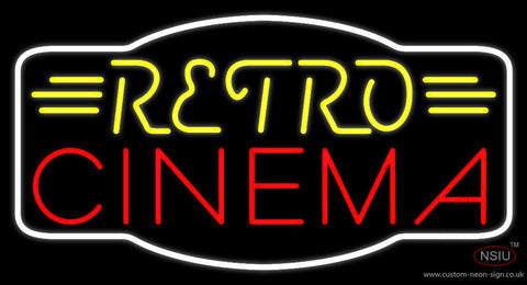 Yellow Retro Red Cinema Neon Sign 