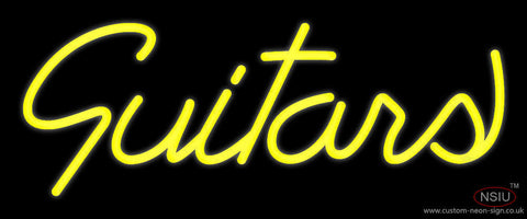 Yellow Guitars Cursive  Neon Sign 