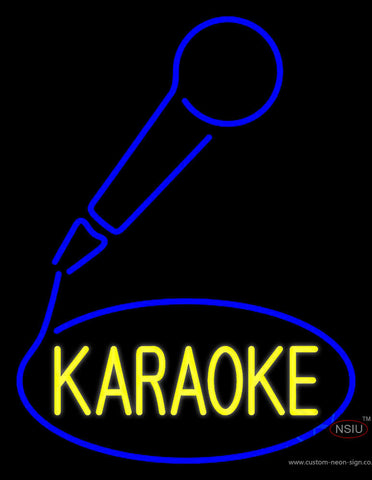 Yellow Karaoke With Mike Logo  Neon Sign